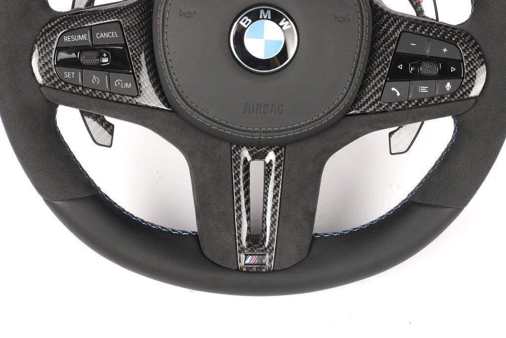 BMW G-Series Full Alcantara & Gloss Carbon Fiber Steering Wheel