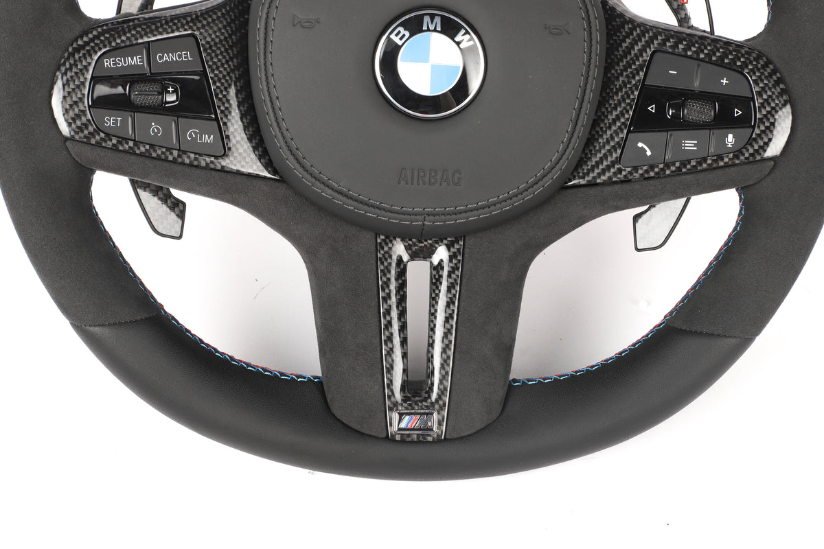 BMW G-Series Full Alcantara & Gloss Carbon Fiber Steering Wheel