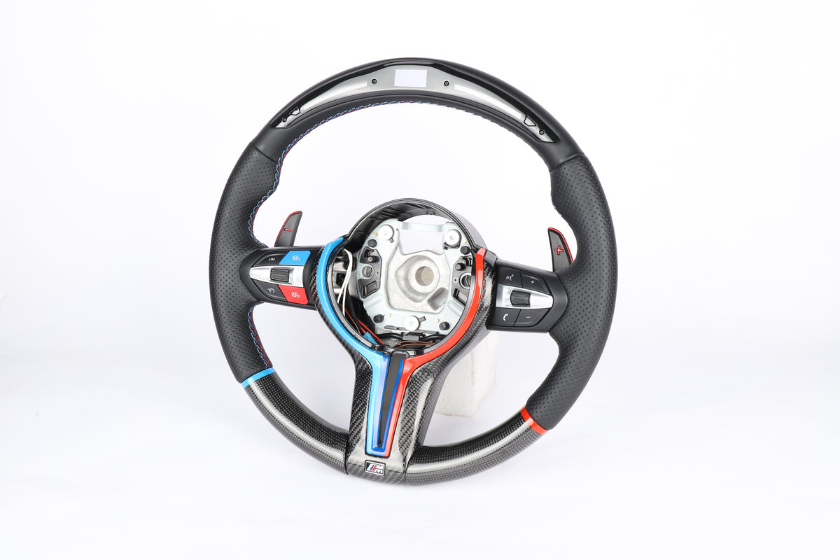 BMW F-Series LED Shift Light Carbon Fiber Steering Wheel – M-Tri Color Custom Edition