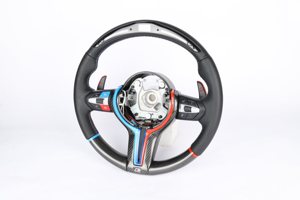BMW F-Series LED Shift Light Carbon Fiber Steering Wheel – M-Tri Color Custom Edition