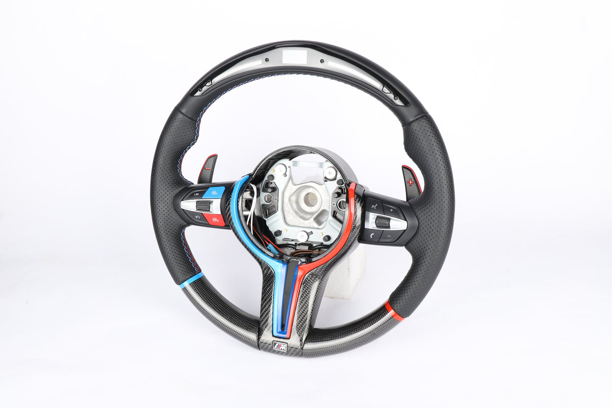 BMW F-Series LED Shift Light Carbon Fiber Steering Wheel – M-Tri Color Custom Edition