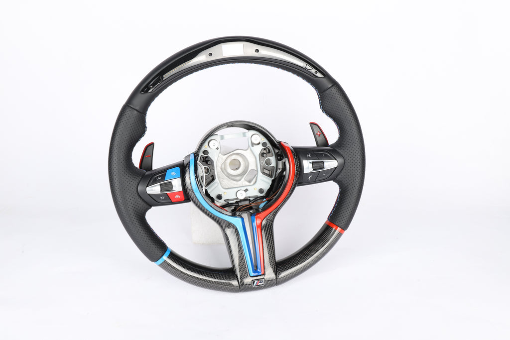 BMW F-Series LED Shift Light Carbon Fiber Steering Wheel – M-Tri Color Custom Edition