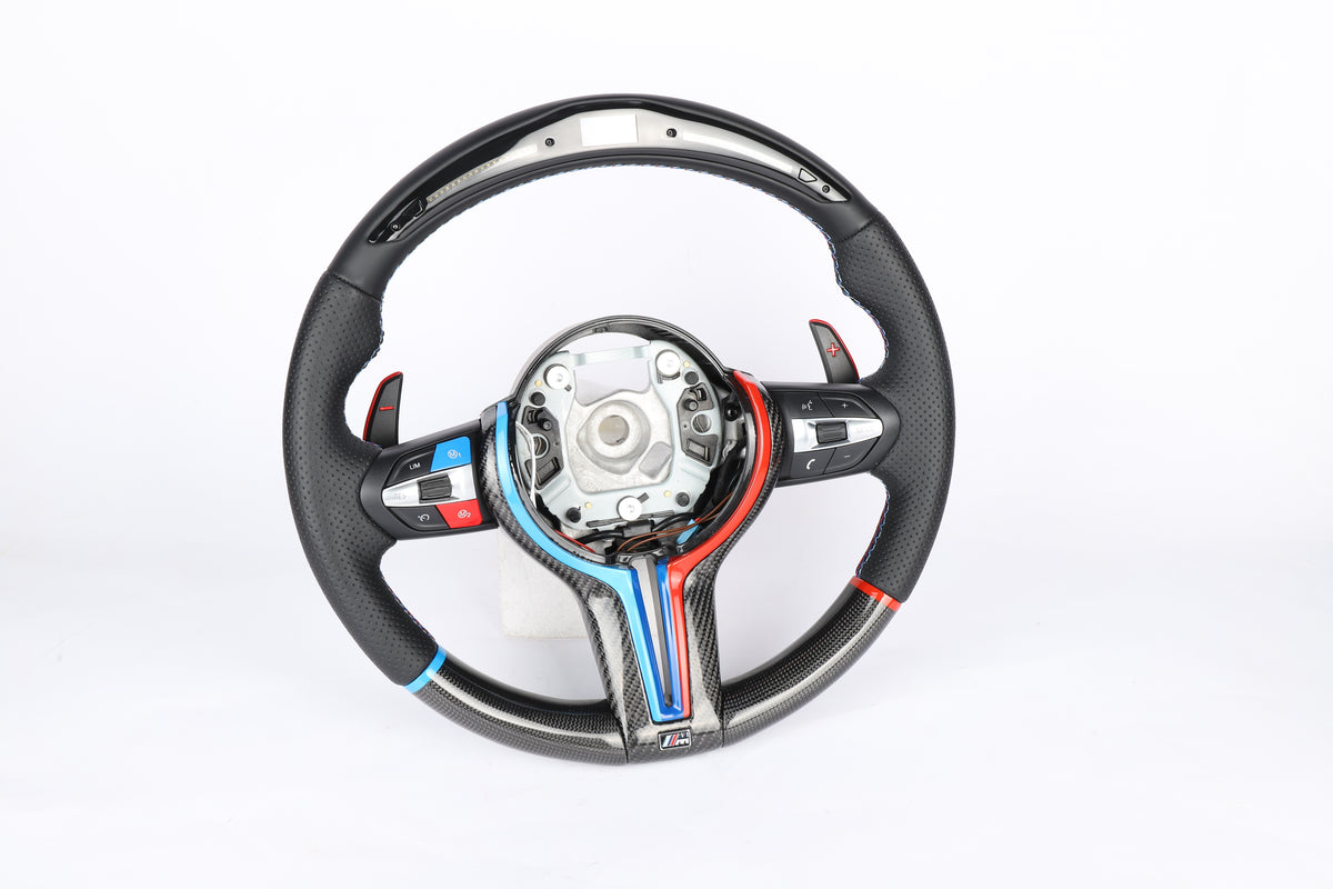 BMW F-Series LED Shift Light Carbon Fiber Steering Wheel – M-Tri Color Custom Edition