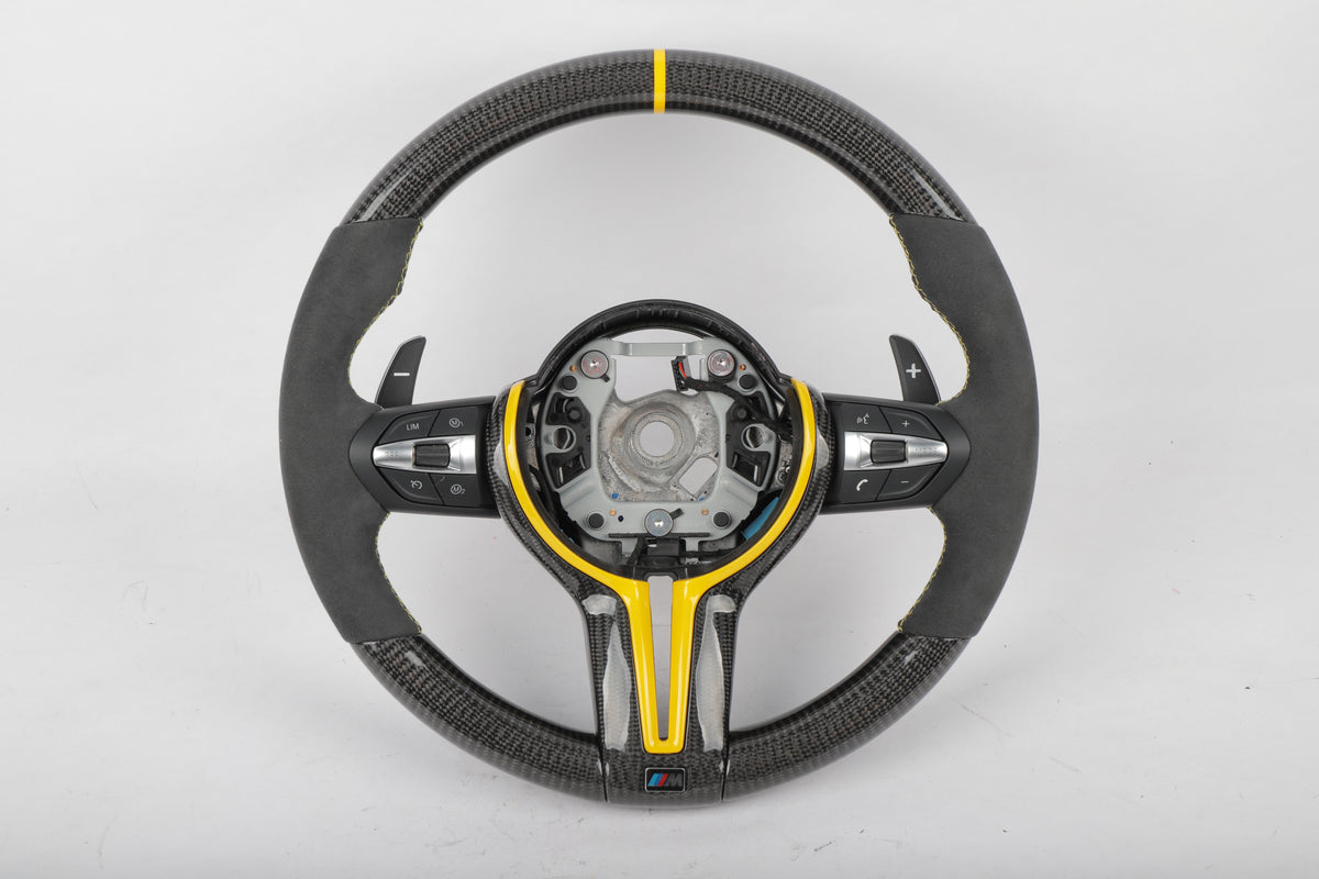 BMW F-Series Alcantara & Carbon Fiber Steering Wheel – Speed Yellow Edition