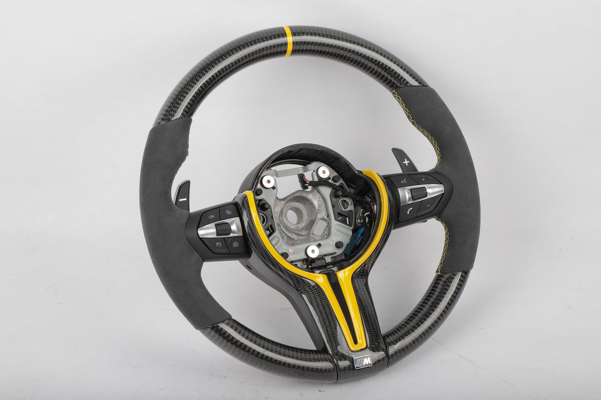 BMW F-Series Alcantara & Carbon Fiber Steering Wheel – Speed Yellow Edition