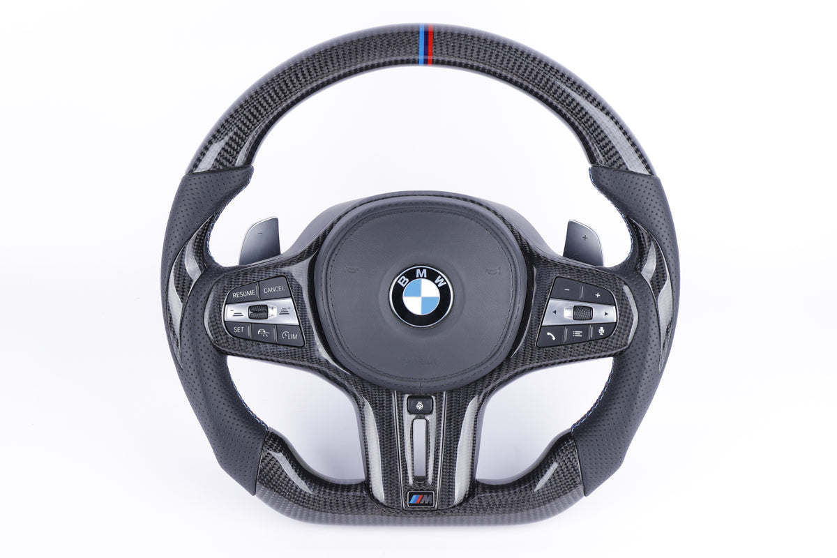 BMW G-Series Custom Gloss Carbon Fiber & Perforated Leather Steering Wheel
