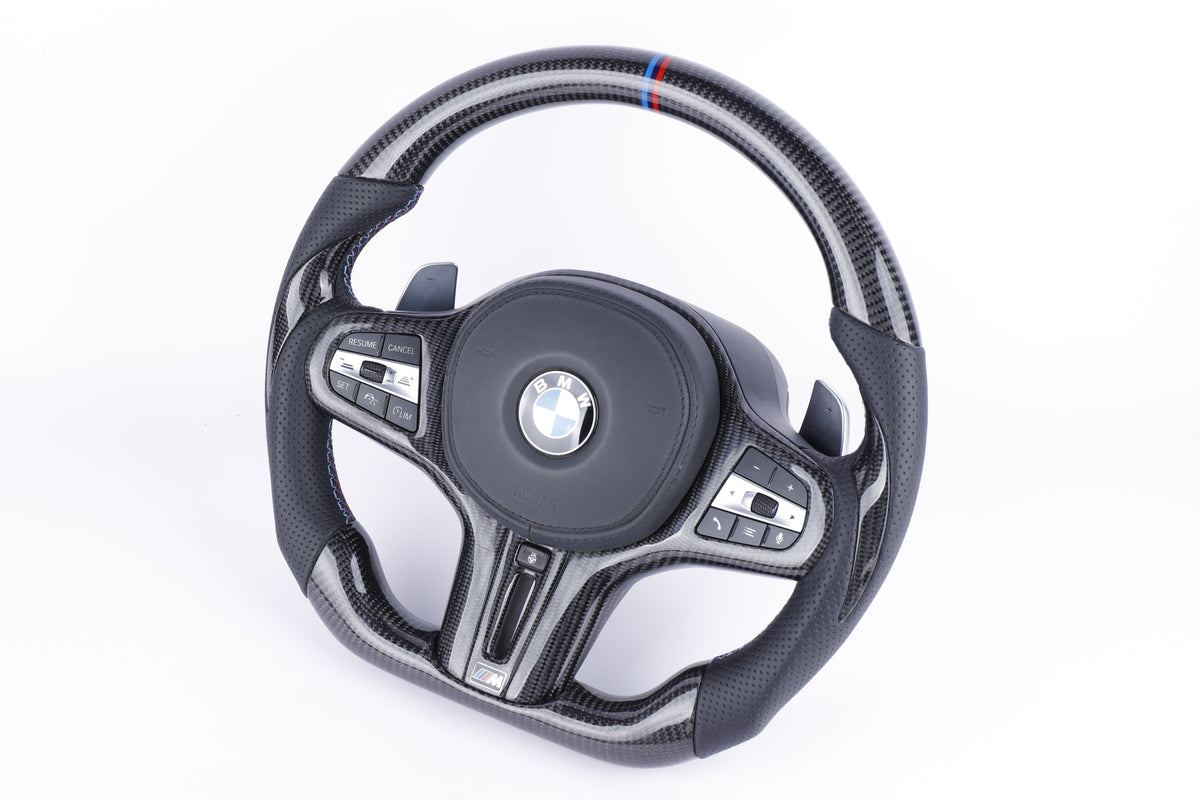 BMW G-Series Custom Gloss Carbon Fiber & Perforated Leather Steering Wheel