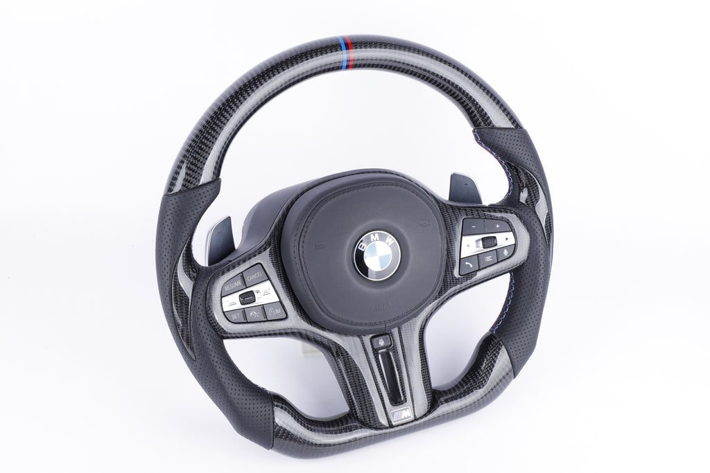 BMW G-Series Custom Gloss Carbon Fiber & Perforated Leather Steering Wheel