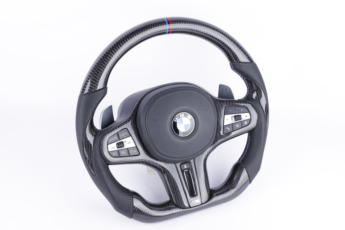 BMW G-Series Custom Gloss Carbon Fiber & Perforated Leather Steering Wheel