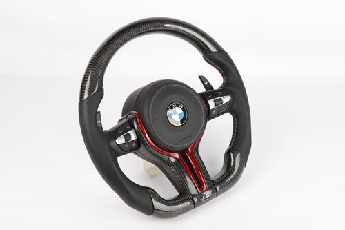 BMW F-Series Carbon Fiber & Perforated Leather Steering Wheel – Red Trim Edition