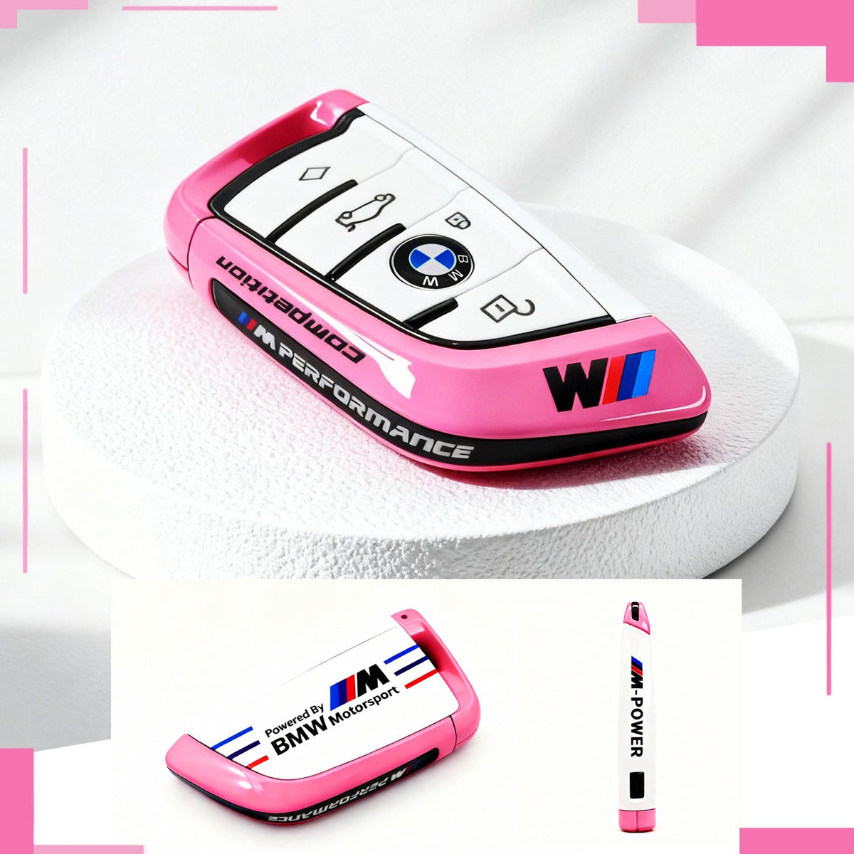 BMW key shell — Ruby Star Pink